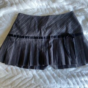 Black and Gray Pinstriped Mini Skirt, pleated mini skirt